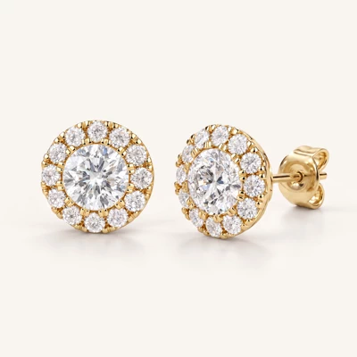 Round Lab Diamond Halo Studs (1 ct. tw.)